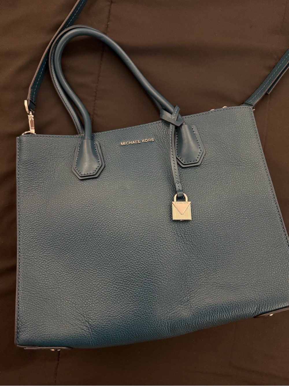 Michael Kors Teal Leather Tote with Gold Hardware